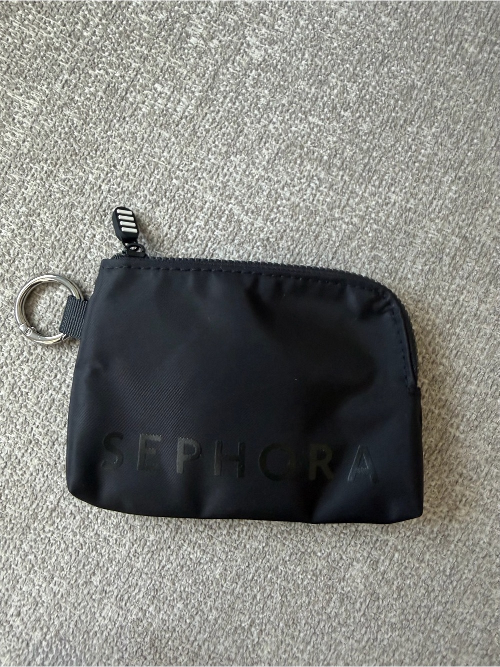 Cute Sephora Black Mini Zip Pouch with Keyring - NEW